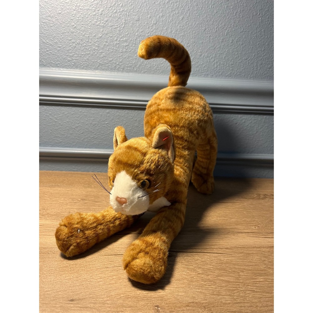 Ty Beanie Babies Orange Tabby Cat Stretchy Pose‎ Plush Toy